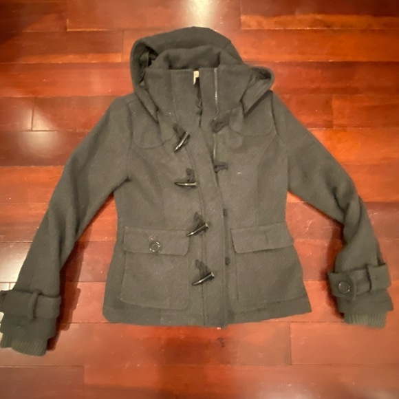 Dark grey lined short pea coat - Picture 1 of 4